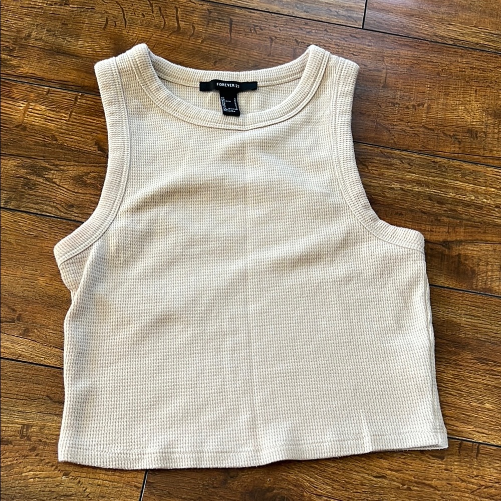 Forever 21 Cream Ribbed Tank Top